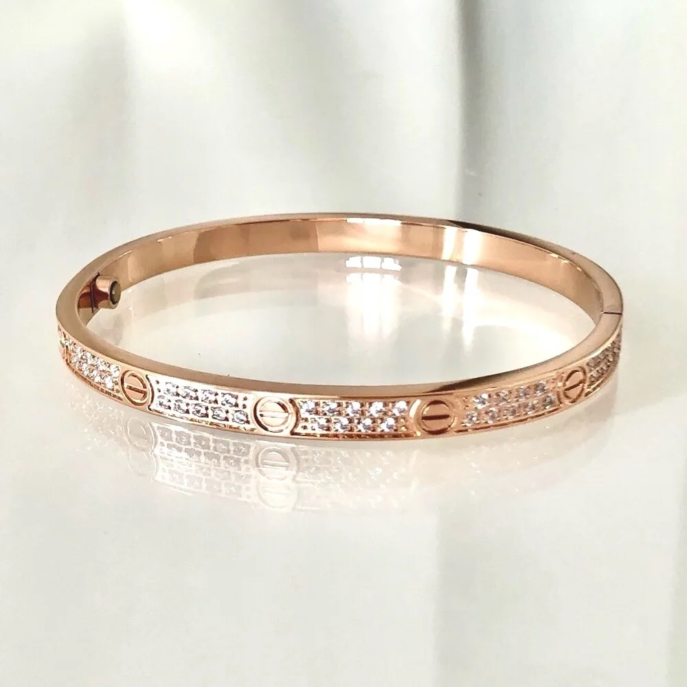 Rose Gold Pavé Screw Bracelet Small model